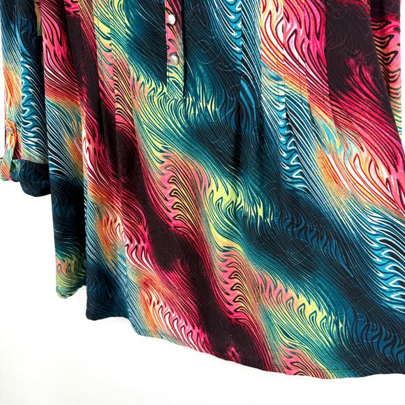 New Directions Curvy Plus Size 2X Stretchy Tropical Artsy Blouse Shirt Top Beach - Picture 6 of 7